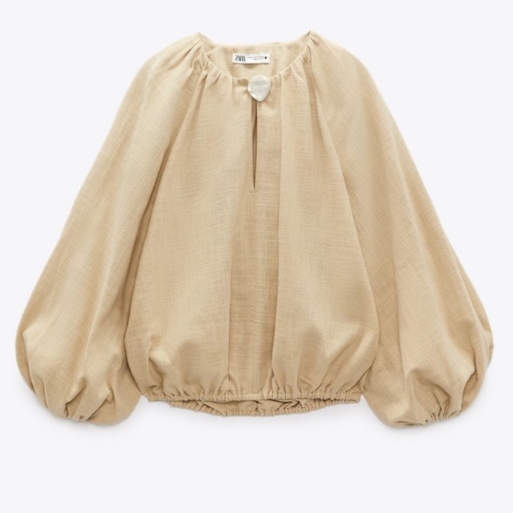 Zara Shell Button Balloon Top - Picture 2 of 5